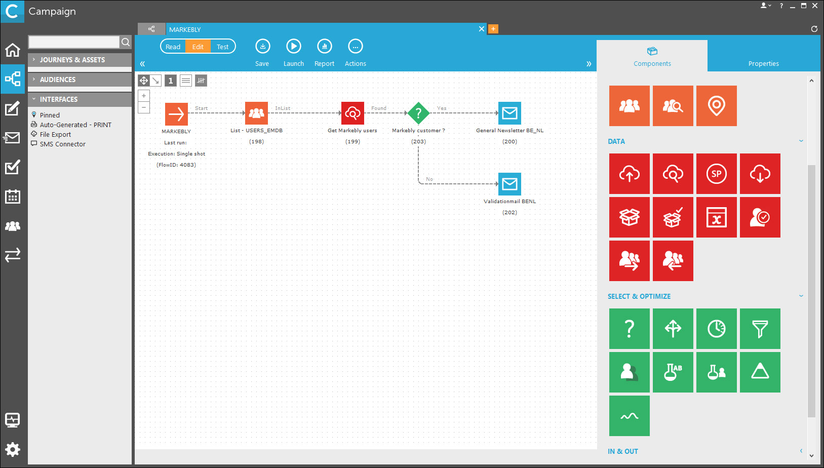 Selligent Campaign Interface Screenshot