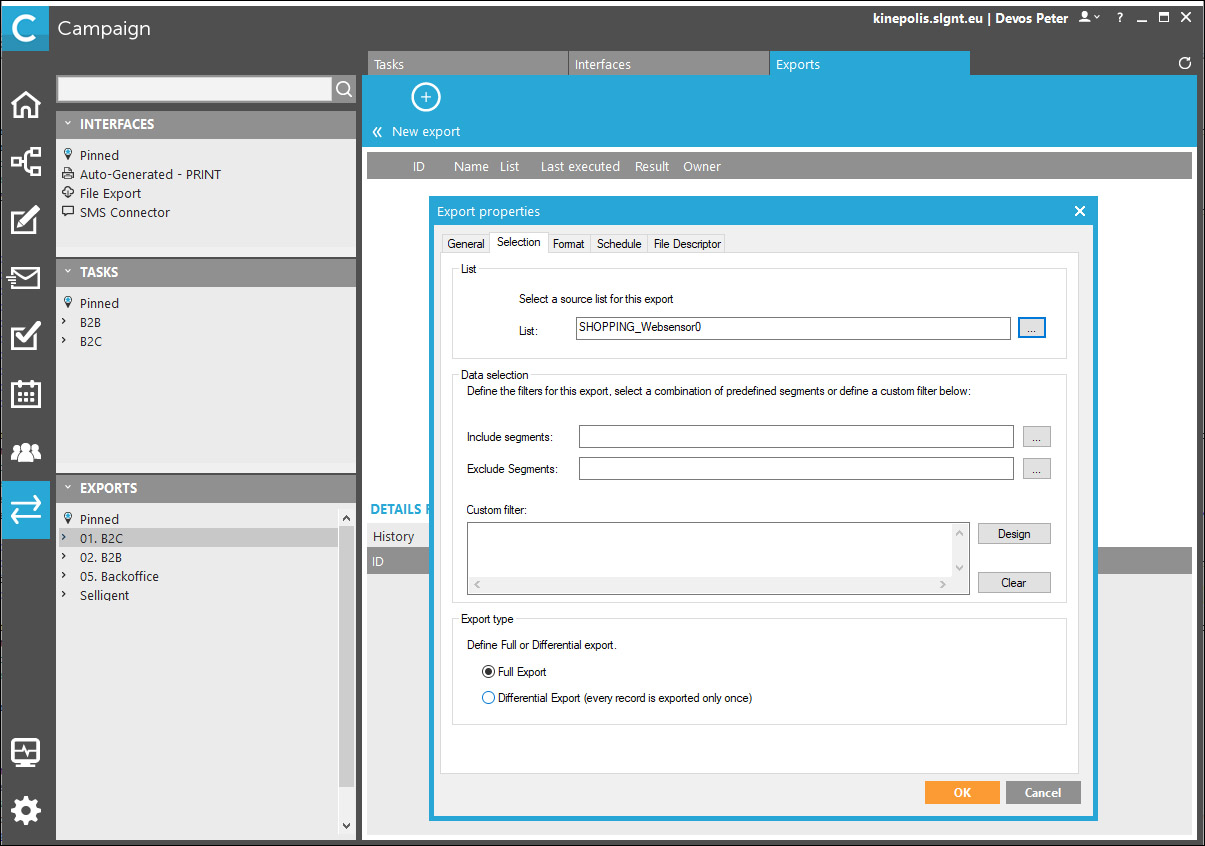 Selligent Tasks Screenshot